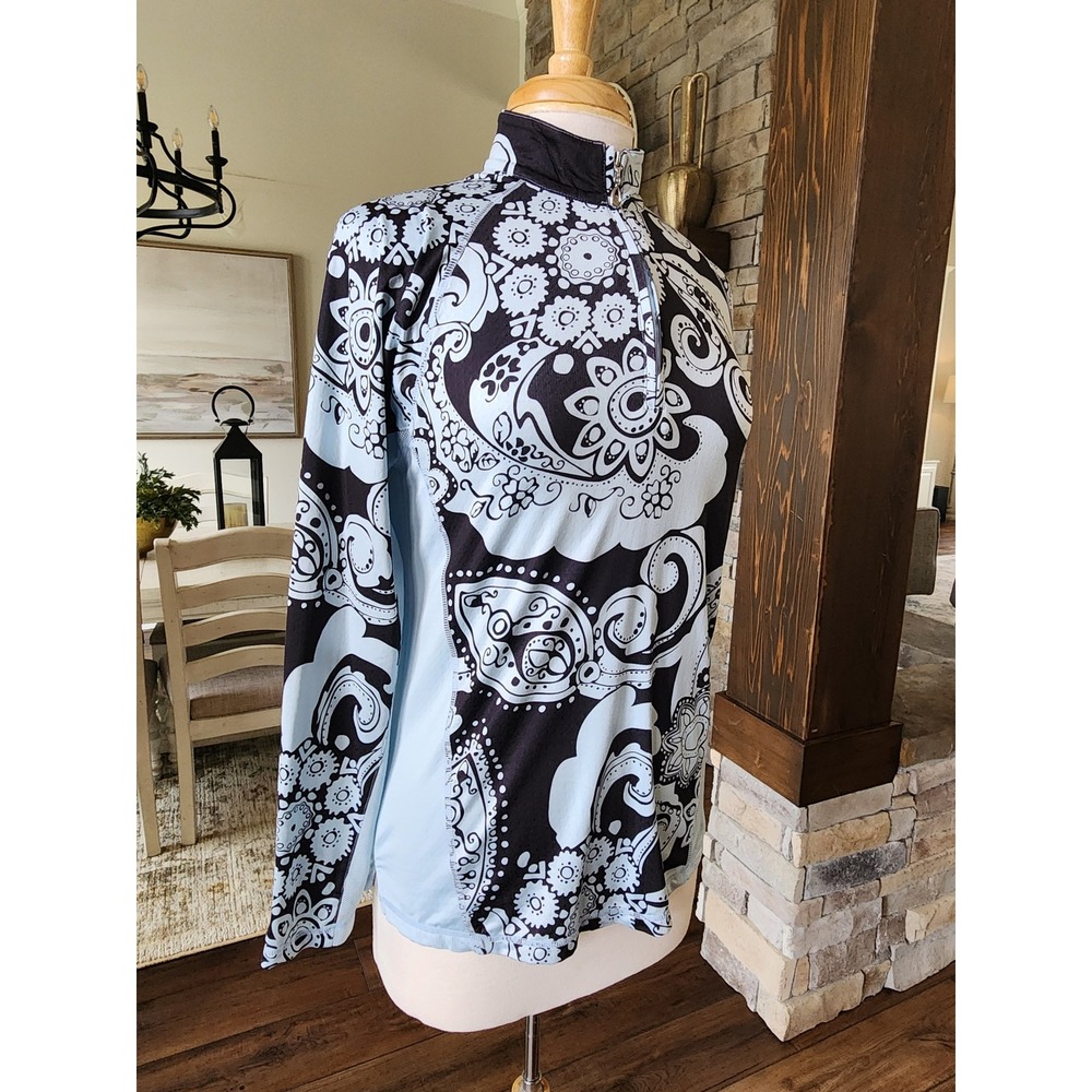San Soleil SolTek Ice Womens Small Paisley Floral‎ Golf UPF 50 L/S 1/4 Zip Top